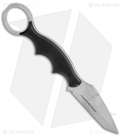Maserin 921 Neck Line Karambit Fixed Blade Knife Black G-10 (2.75" Stonewash)
