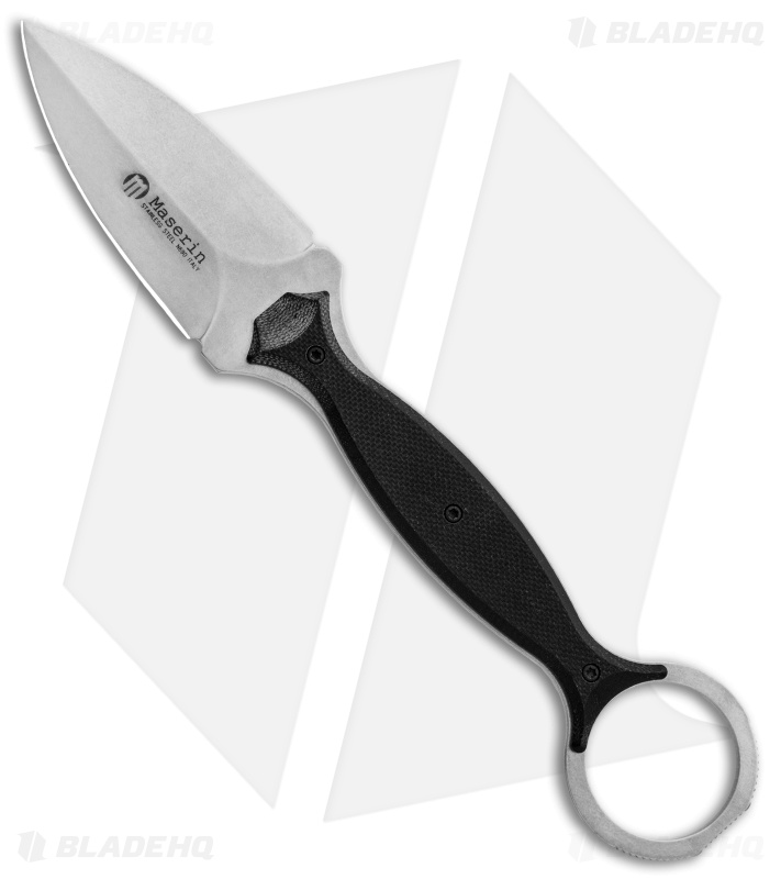 Maserin 922 Neck Line Karambit Fixed Blade Knife Black G-10 (2.6" Stonewash)