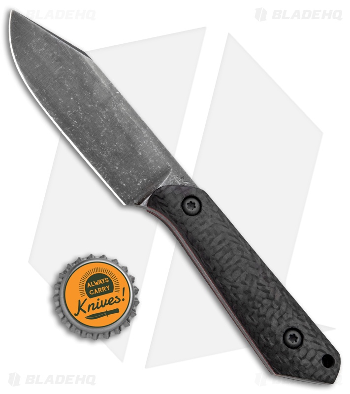 Maverick Customs Compact Clip Point Fixed Blade Knife Boeing CF (3.6" Black SW)