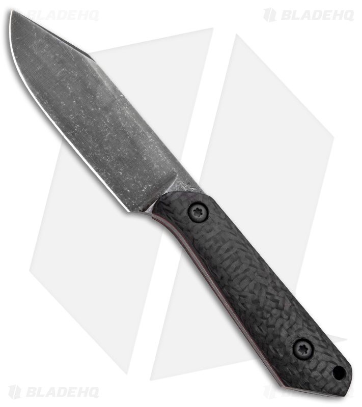 Maverick Customs Compact Clip Point Fixed Blade Knife Boeing CF (3.6" Black SW)