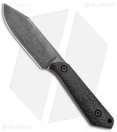 Maverick Customs Compact Clip Point Fixed Blade Knife Boeing CF (3.6" Black SW)