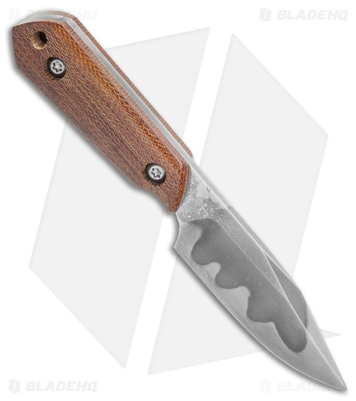 Maverick Customs Compact Clip Point Fixed Blade Knife Brown Micarta (3.6" Hamon)