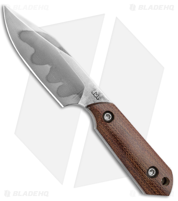 Maverick Customs Compact Clip Point Fixed Blade Knife Brown Micarta (3.6" Hamon)