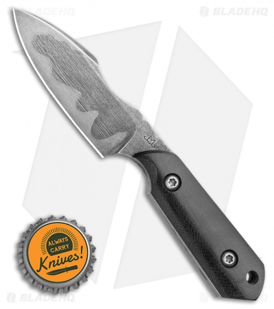 Maverick Customs Drop Point Harpoon Fixed Blade Knife Black Micarta (3.1" Hamon)