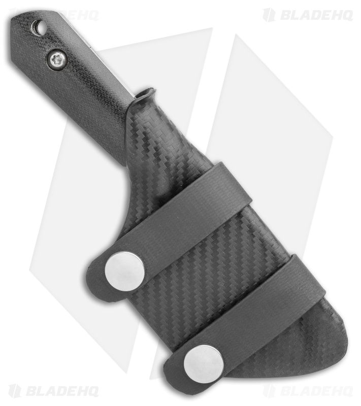 Maverick Customs Drop Point Harpoon Fixed Blade Knife Black Micarta (3.1" Hamon)