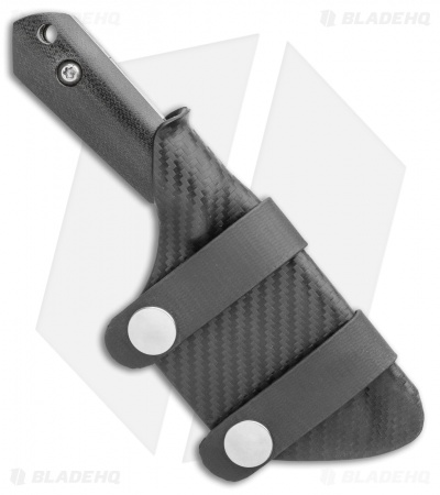 Maverick Customs Drop Point Harpoon Fixed Blade Knife Black Micarta (3.1" Hamon)