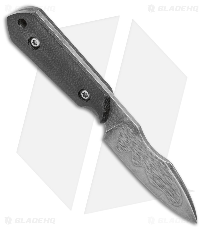 Maverick Customs Drop Point Harpoon Fixed Blade Knife Black Micarta (3.1" Hamon)