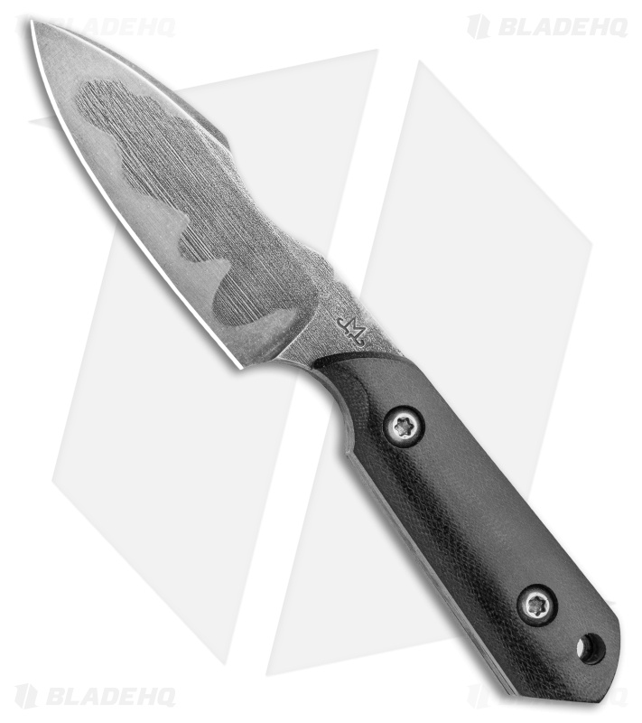 Maverick Customs Drop Point Harpoon Fixed Blade Knife Black Micarta (3.1" Hamon)