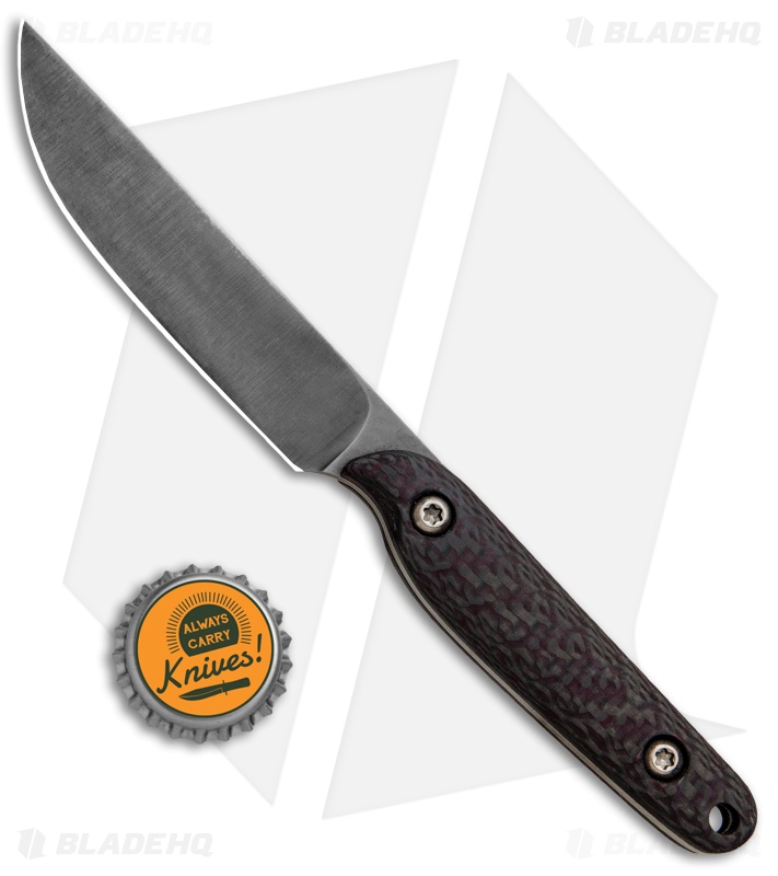 Maverick Customs Gentleman's Poker Fixed Blade Knife Red CF (3.75" Acid Washed)