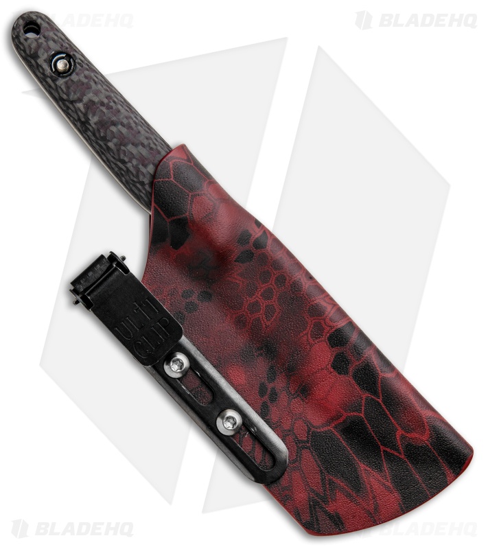 Maverick Customs Gentleman's Poker Fixed Blade Knife Red CF (3.75" Acid Washed)
