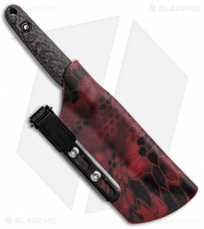Maverick Customs Gentleman's Poker Fixed Blade Knife Red CF (3.75" Acid Washed)