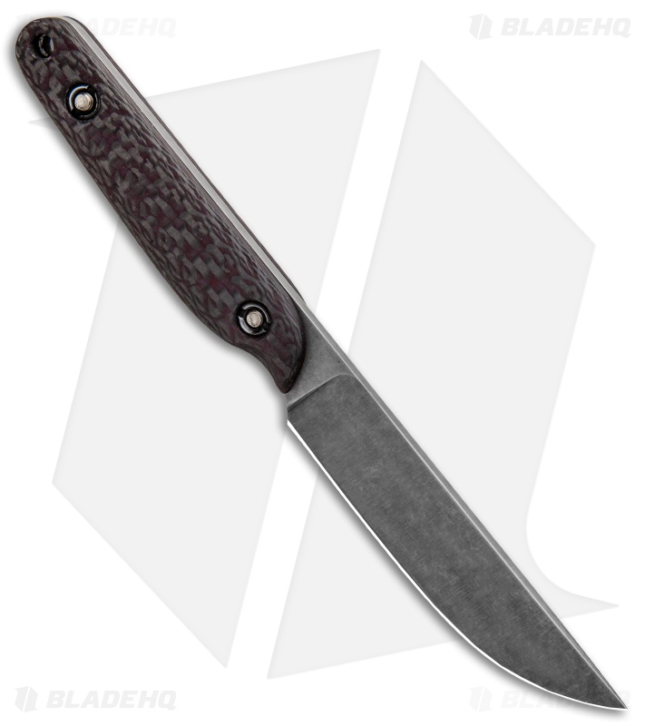 Maverick Customs Gentleman's Poker Fixed Blade Knife Red CF (3.75" Acid Washed)