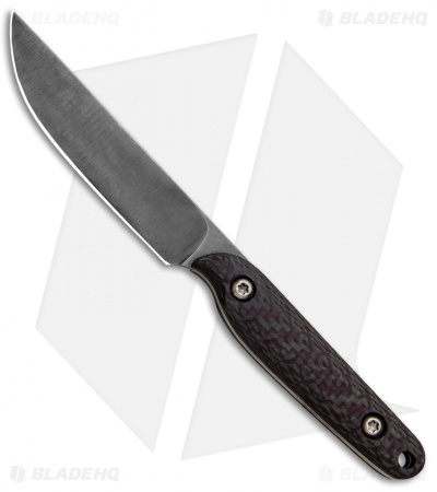 Maverick Customs Gentleman's Poker Fixed Blade Knife Red CF (3.75" Acid Washed)