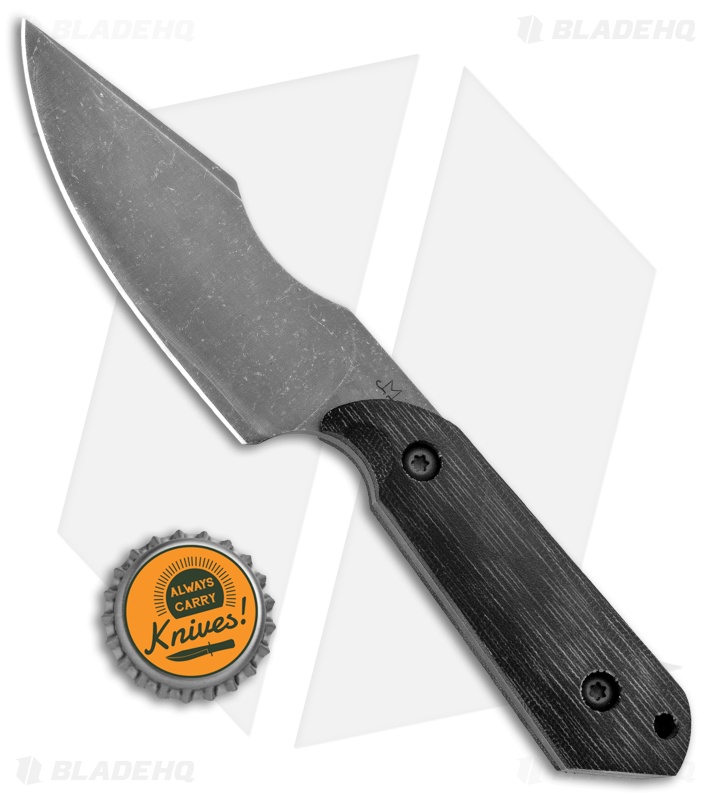 Maverick Customs Harpoon Fixed Blade Knife Vintage Black Micarta (4" Black SW)