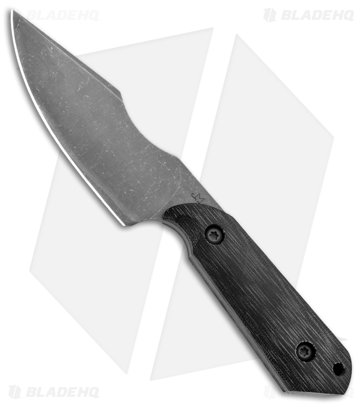 Maverick Customs Harpoon Fixed Blade Knife Vintage Black Micarta (4" Black SW)