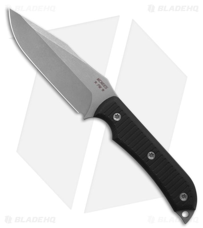 McNees Knives Agent Fixed Blade Knife Black G-10 (4.25" Stonewash)