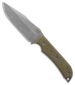 McNees Knives Agent Fixed Blade Knife Green Micarta (4.25" Stonewash)