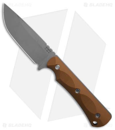 McNees Knives Ridge Runner Fixed Blade Knife Coyote G-10 (3.5" Stonewash)