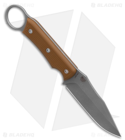 McNees Knives Ringed Agent Fixed Blade Knife Coyote G-10 (4.25" Stonewash)