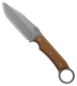 McNees Knives Ringed Agent Fixed Blade Knife Coyote G-10 (4.25" Stonewash)
