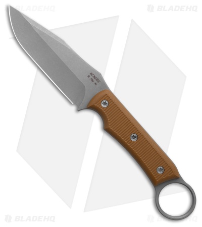 McNees Knives Ringed Agent Fixed Blade Knife Coyote G-10 (4.25" Stonewash)