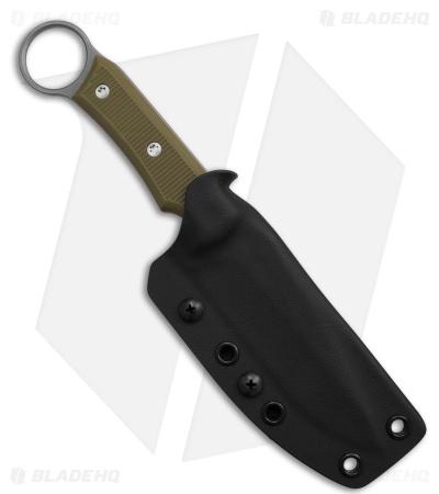 McNees Knives Ringed Agent Fixed Blade Knife OD Green G-10 (4.25" Stonewash)
