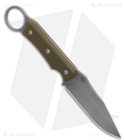 McNees Knives Ringed Agent Fixed Blade Knife OD Green G-10 (4.25" Stonewash)