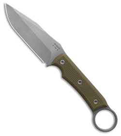 McNees Knives Ringed Agent Fixed Blade Knife OD Green G-10 (4.25" Stonewash)