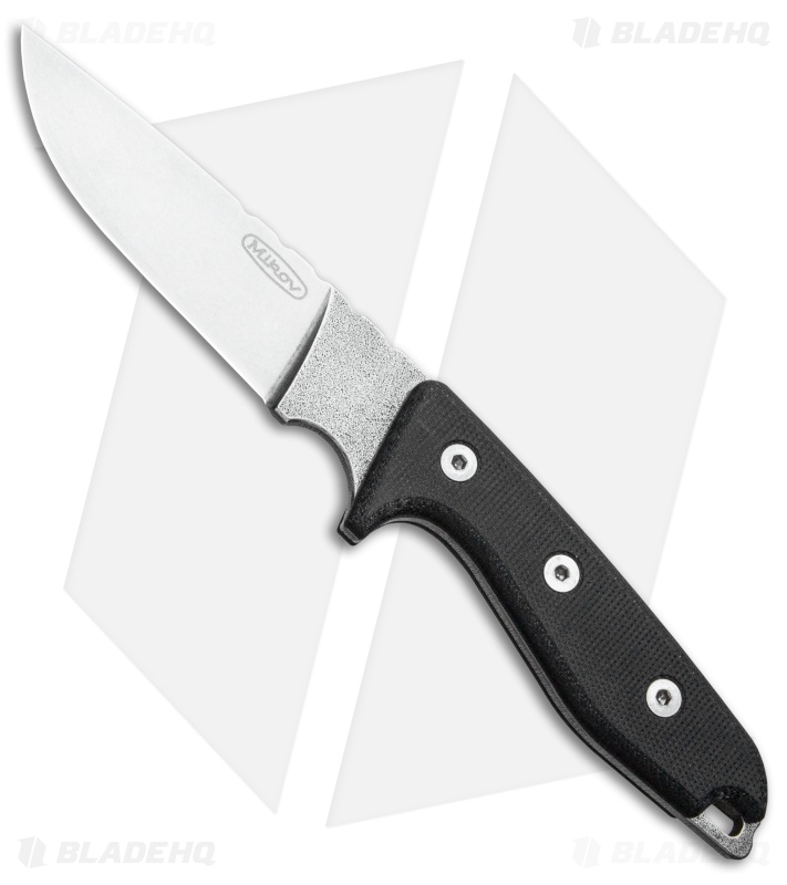 Mikov Patron Fixed Blade Knife Black G-10 (4.375" Stonewash N690)