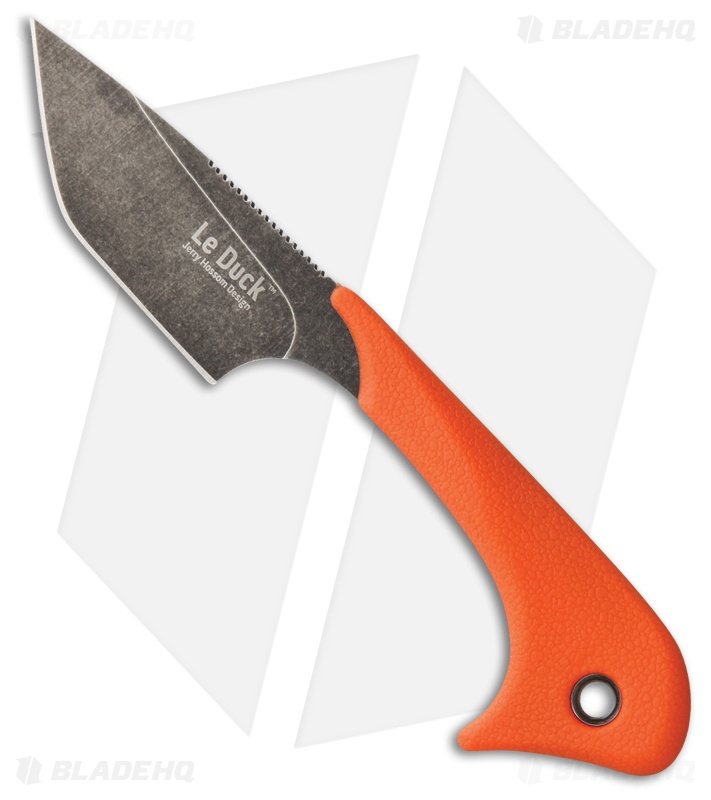 Outdoor Edge Le Duck Fixed Blade Knife Orange TPR (2.5" Black Stonewash)