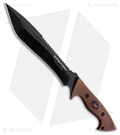 Outdoor Edge SaberBack Survival Bowie Fixed Blade Knife Brown TPR (10.5" Black) 