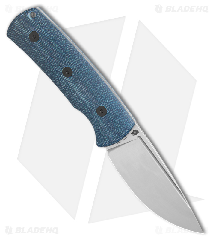 Petrified Fish Beluga Fixed Blade Knife Blue Micarta (3.6" BB N690) PFP01FBMS