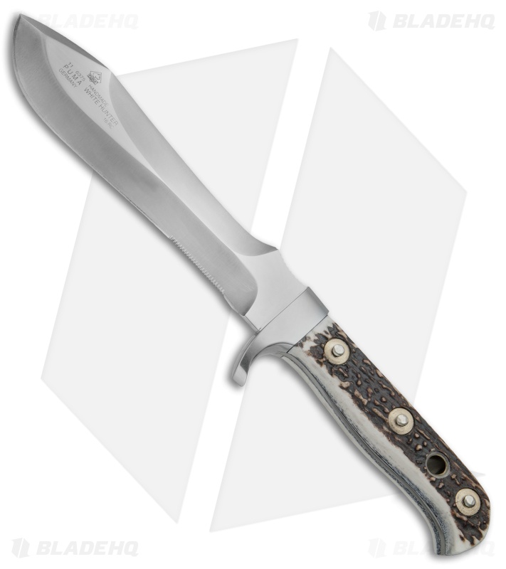 Puma White Hunter Fixed Blade Knife Stag Horn (6.1" Satin) 116375