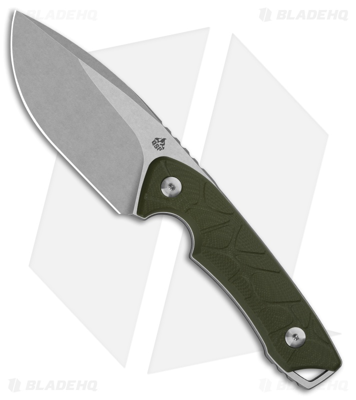 QSP Tiny TOT Fixed Blade Knife OD Green G-10 (3.5" Stonewash 10Cr15MoV)