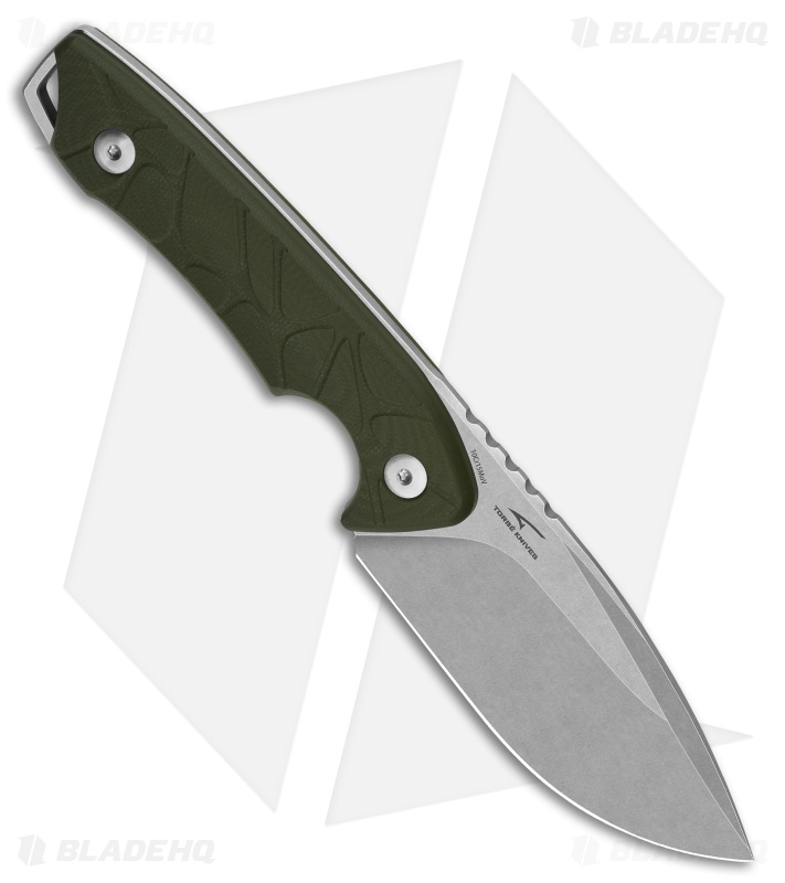 QSP Tiny TOT Fixed Blade Knife OD Green G-10 (3.5" Stonewash 10Cr15MoV)