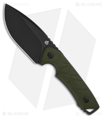 QSP Tiny TOT Fixed Blade Knife OD Green G-10 (3.5" Black SW 10Cr15MoV)