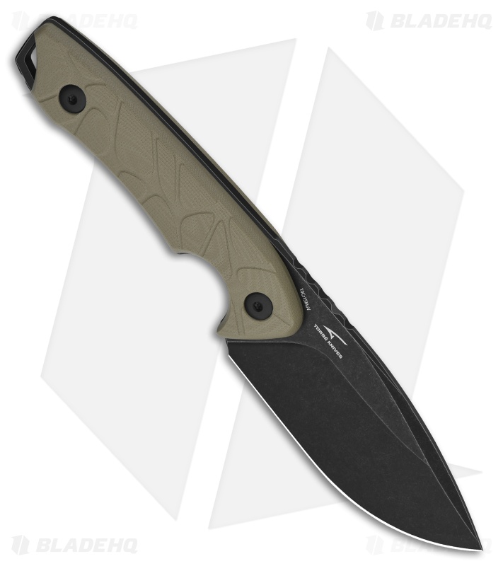 QSP Tiny TOT Fixed Blade Knife Sand G-10 (3.5" Black SW 10Cr15MoV)