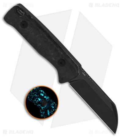 QSP Baby Penguin Fixed Blade Knife Blue Glow-In-The-Dark CF (2.5" Black SW)