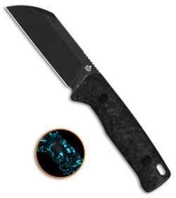 QSP Baby Penguin Fixed Blade Knife Blue Glow-In-The-Dark CF (2.5" Black SW)