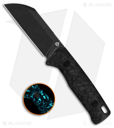 QSP Baby Penguin Fixed Blade Knife Blue Glow-In-The-Dark CF (2.5" Black SW)