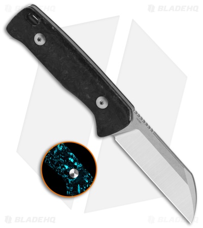 QSP Baby Penguin Fixed Blade Knife Blue Glow-In-The-Dark CF (2.5" Satin/SW)