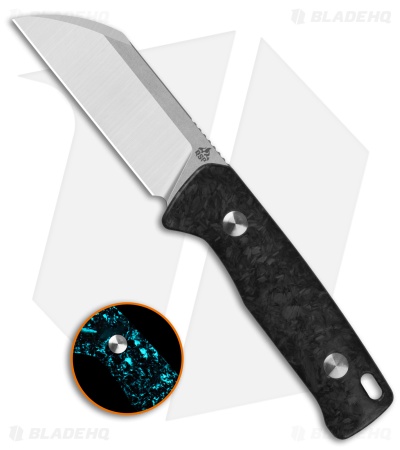 QSP Baby Penguin Fixed Blade Knife Blue Glow-In-The-Dark CF (2.5" Satin/SW)