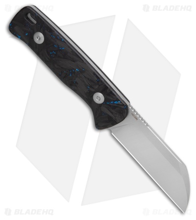 QSP Baby Penguin Fixed Blade Knife Blue Shredded CF (2.5" SW/Satin 14C28N)