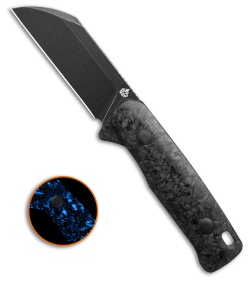 QSP Baby Penguin Fixed Blade Knife Deep Blue Glow-In-The-Dark CF (2.5" BW)