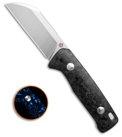 QSP Baby Penguin Fixed Blade Knife Deep Blue Glow-In-The-Dark CF (2.5" Satin/SW)