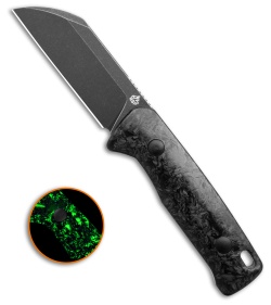 QSP Baby Penguin Fixed Blade Knife Green Glow-In-The-Dark CF (2.5" Black SW)