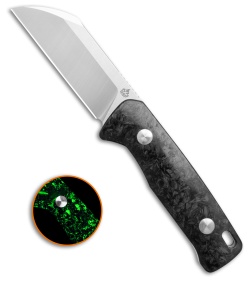 QSP Baby Penguin Fixed Blade Knife Green Glow-In-The-Dark CF (2.5" Satin/SW)