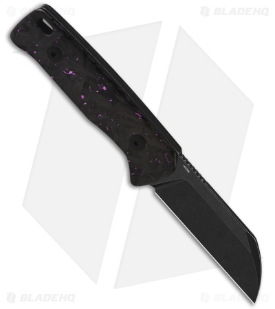 QSP Baby Penguin Fixed Blade Knife Purple Shredded CF (2.5" Black SW 14C28N)