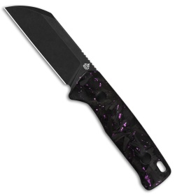 QSP Baby Penguin Fixed Blade Knife Purple Shredded CF (2.5" Black SW 14C28N)