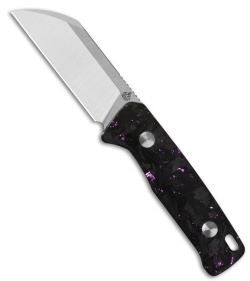 QSP Baby Penguin Fixed Blade Knife Purple Shredded CF (2.5" Satin/SW 14C28N)